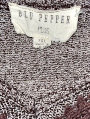 Blu Pepper Plus Top 3XL Boho Lace Knit Eggplant Stretch Blouse Peasant Bohemian